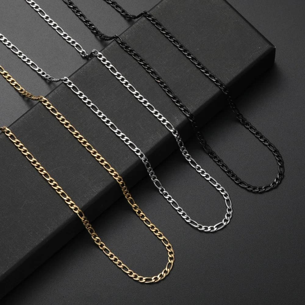 Collier chaîne noire dorée en acier inoxydable, largeur 4MM, bijoux cadeaux à la mode pour hommes et femmes, qualité supérieure 50/55/60/70CM, nouvelle collection