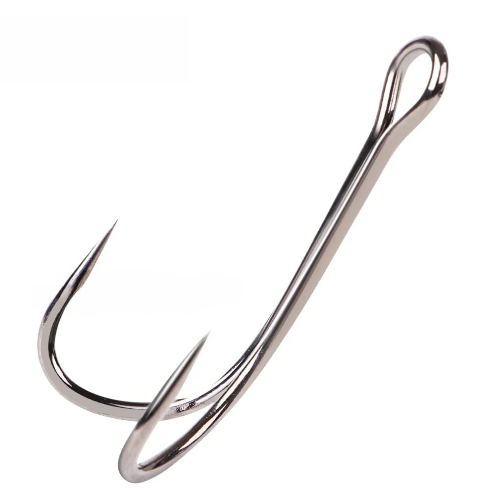 FTK 10-20 pièces Double crochet grenouille leurre pêche crochet en acier à haute teneur en carbone 3/0-6 # Appât en Silicone pour attacher des mouches, Double hameçon