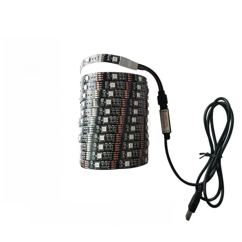 Bande LED USB 5V DC de 1 mètre, étanche, RVB, flexible, 50CM 1M 2M, avec télécommande 17 touches pour éclairage d'ambiance TV