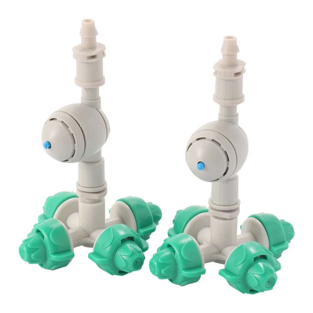 Kit de buses de brumisation à 4 voies avec connecteur anti-goutte, brumisateur d'atomisation, d'argile de jardin, serre, humidifier, buse de refroidissement, 6 pièces