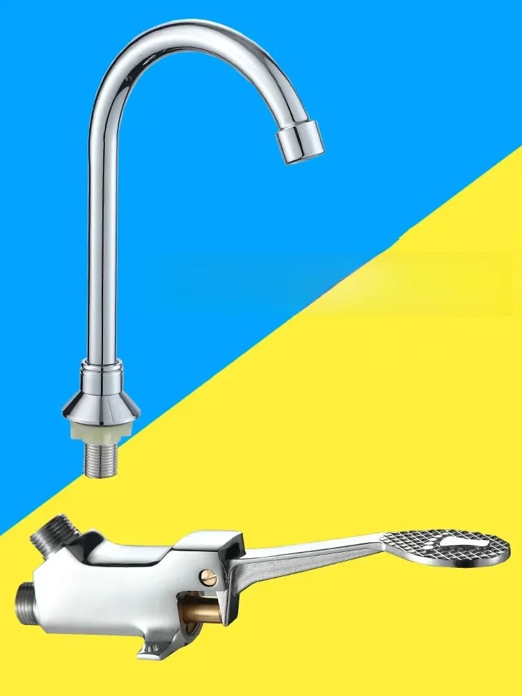 Robinet à pied en laiton, laboratoire d'hôpital, usine alimentaire, bassin, Valve de pied, robinet à pied froid unique, robinet d'eau de cuisine