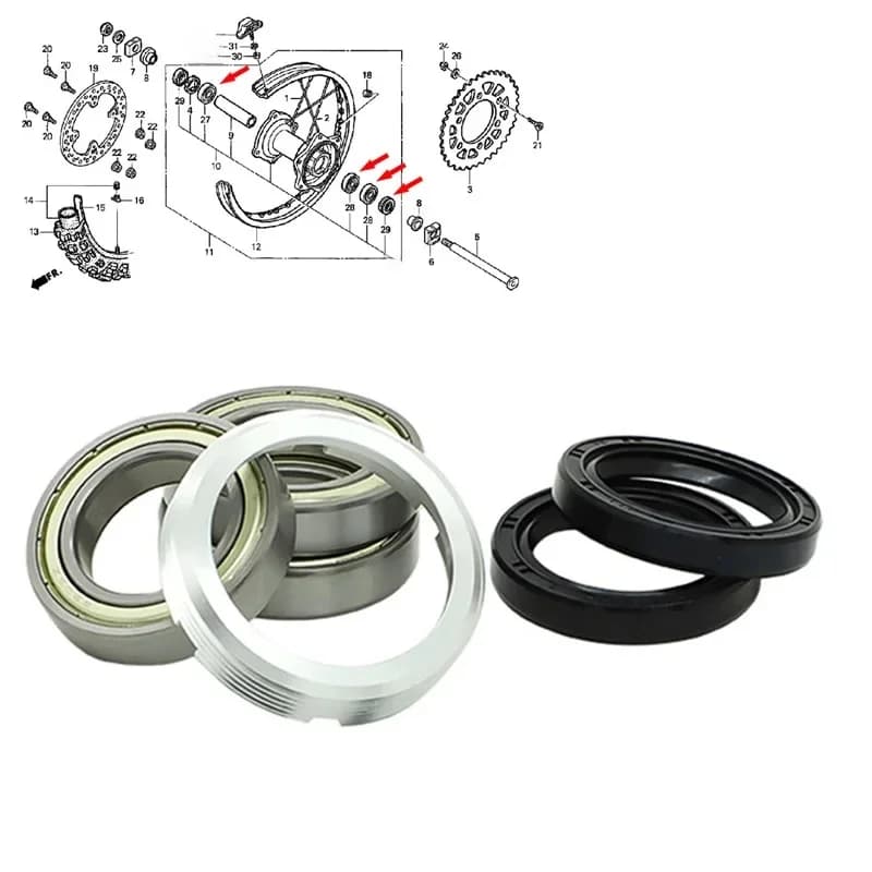 Kit de 6 roulements de roue arrière, pour Honda CRF450X CR125R CR 250R CRF 250R CRF450R CRF250X
