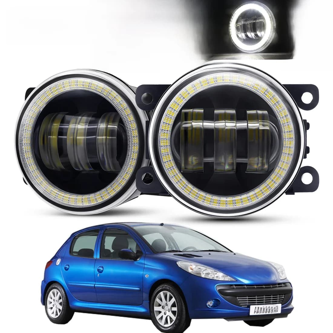 2 X ensemble de phares antibrouillard pour voiture, pour Peugeot 206 206 + T3E 2009 2010 2011 2012, lentille LED DRL, feux de jour 30W 12V