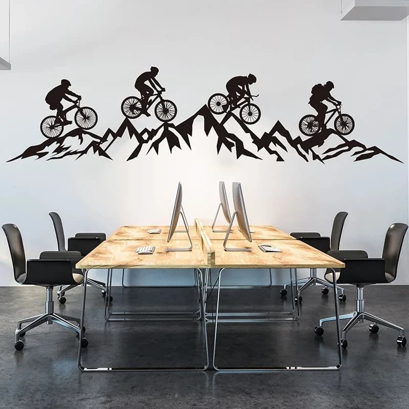 Grand autocollant mural en vinyle pour vélo de montagne, voyage, bureau, Sport extrême, montagne, chambre d'enfants, Dec
