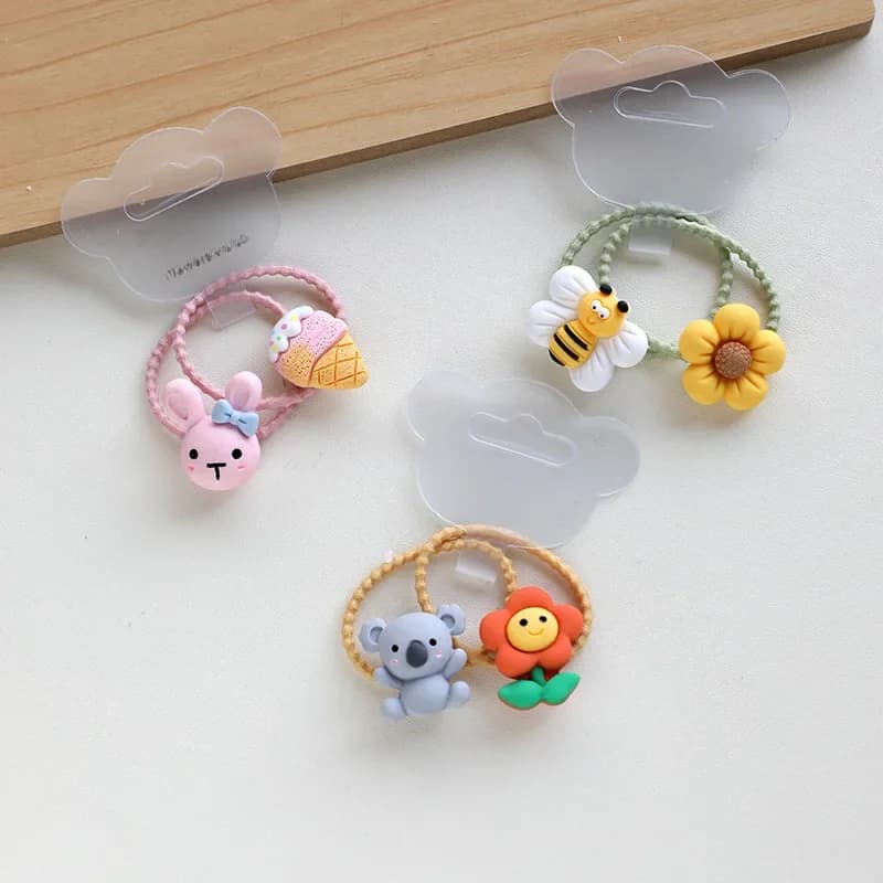 Bandeaux de cheveux élastiques pour enfants, 2 pièces, jolie princesse de dessin animé, tournesol, abeille, accessoires de coiffure pour bébés filles