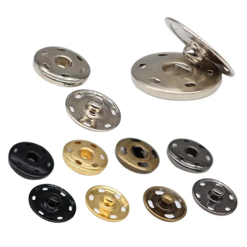 50 paires de boutons à pression en métal, fixation 7.5/10/15/21/25/30mm, bouton rond, boucles pour vêtements, bricolage, accessoires de couture
