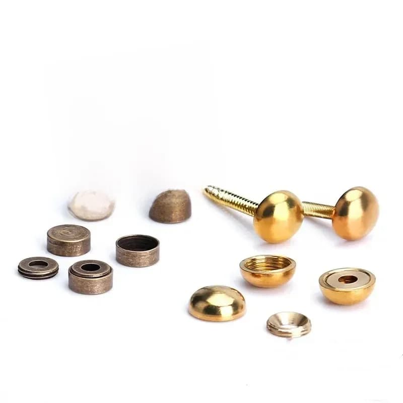 Bouchon à vis en laiton, 8 pièces, cercle décoratif pour ongles, Antique, cuivre pur, vis de fixation pour miroir, couvercle, vis autotaraudeuses