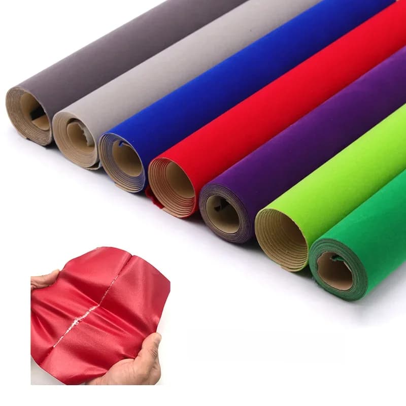 Tissu auto-adhésif élastique floqué 50x148cm, Surface en velours en peluche pour boîte à bijoux, emballage, réparation, décoration, artisanat de bricolage