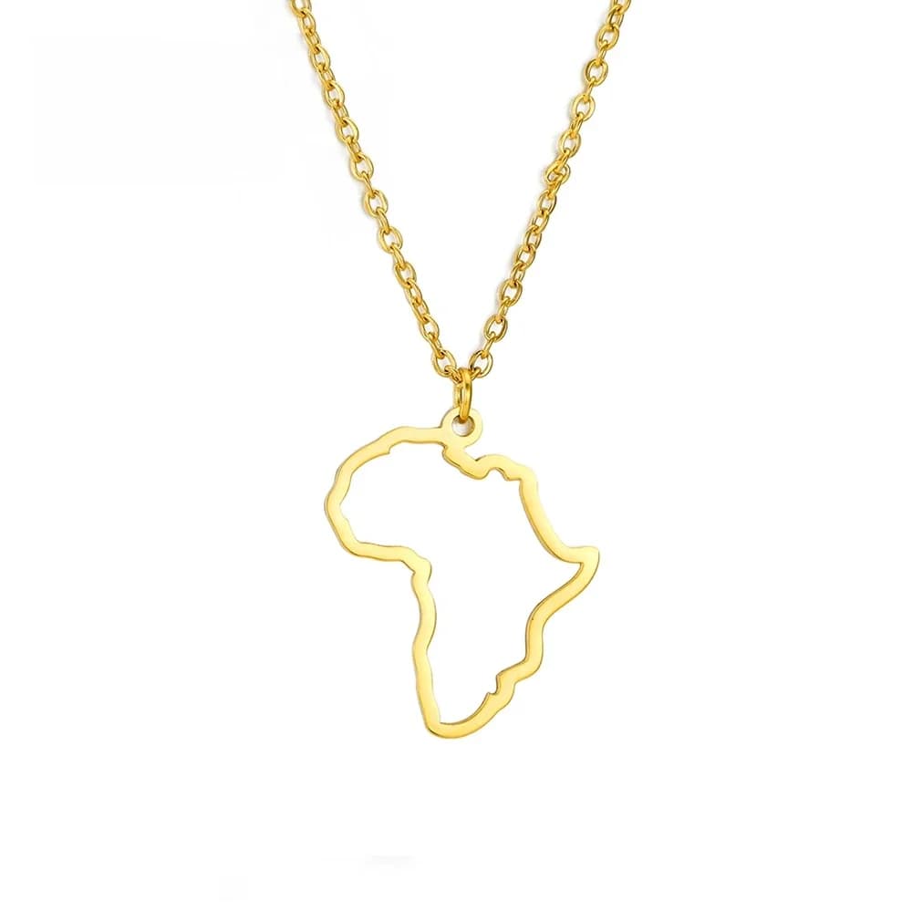 Unift classique afrique carte pendentif collier pour femmes hommes en acier inoxydable collier ras du cou ethnique africain bijoux accessoires cadeau