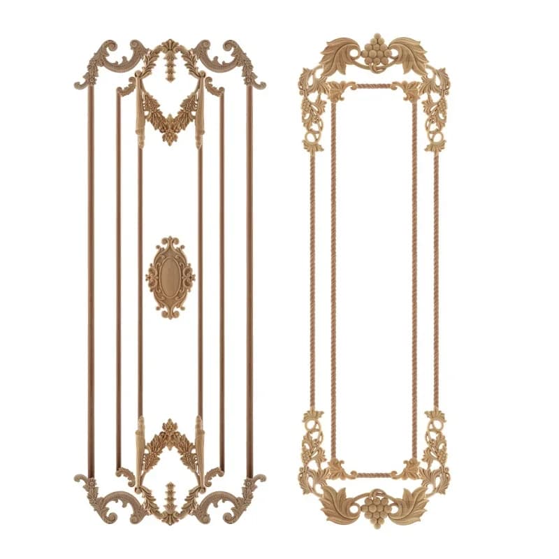 VZLX exquis non peint longues feuilles en caoutchouc meubles décoration accessoires portes bois Figurines bois décalcomanie bois Applique nouveau