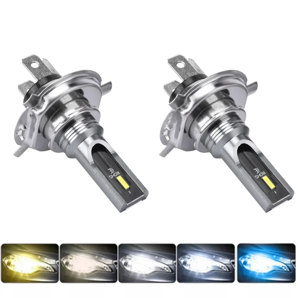 2 ampoules LED mini H4 HS1 H6 H8 H11 H7 pour phares de voiture et moto, feux de brouillard, 3000K Or, 6000K Blanc, 12000LM, accessoires de lampe