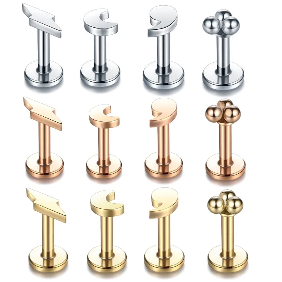 1PC acier chirurgical lune foudre oreille Helix Piercing Oreja Tragus Piercing Labret lèvres anneaux boucles d'oreilles goujons nez Piercing bijoux