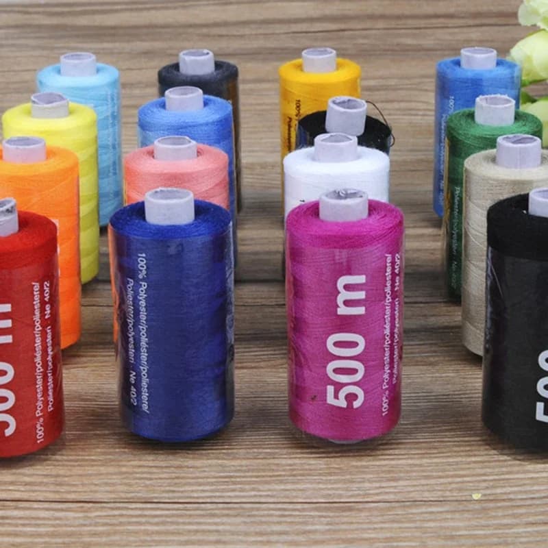 Fils à coudre durables pour le bain, fil de polyester, vêtements, fournitures de couture, accessoires, blanc, noir, 500m, 15/12 pièces