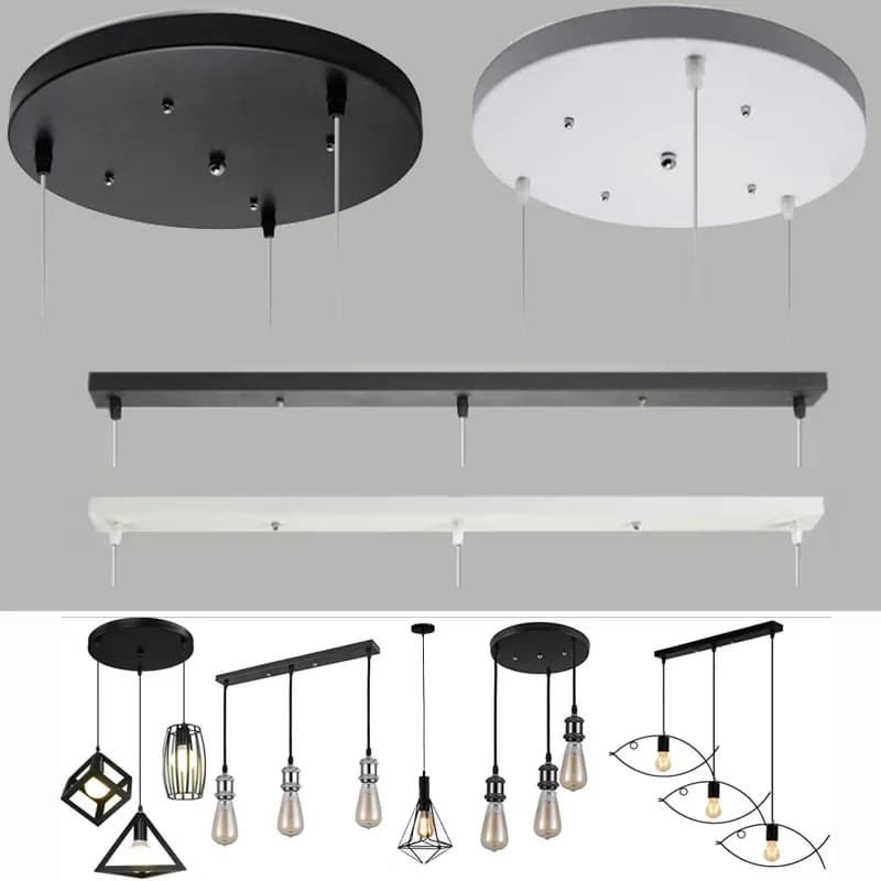 Plaque de plafond suspension plaque de Base accessoire d'éclairage bricolage Multi tailles noir blanc rond Rectangle auvent plaque lampes châssis