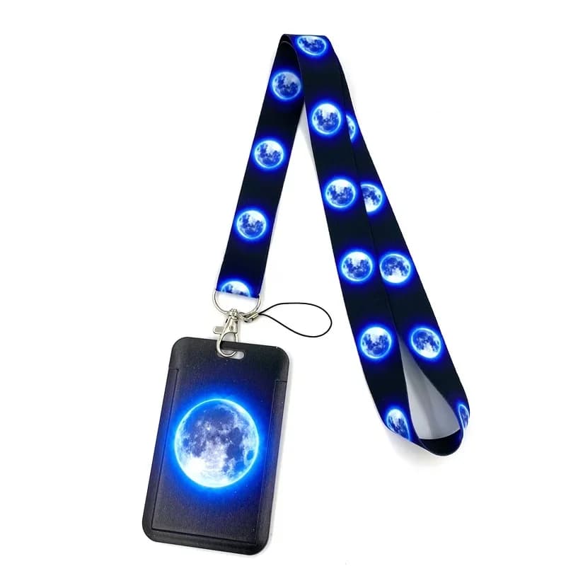 Lanière de lumière de l'espace pleine lune, terre, nuit, ciel, carte de crédit, porte-carte d'identité, sac étudiant, femmes, voyage, couverture, badge, voiture, porte-clés, décoration