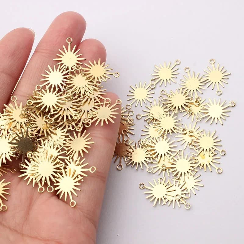 Breloques en forme de fleur de soleil en laiton brut, connecteur de pendentif tournesol pour collier à faire soi-même, boucles d'oreilles, fournitures de fabrication de bijoux, 5-40 pièces
