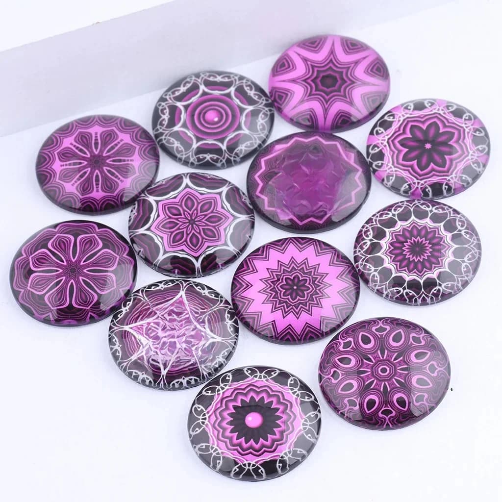Reidgaller-Cabochon en Verre à Motif Violet Mixte, Fournitures pour la Fabrication de Bijoux, 10mm, 12mm, 16mm, 20mm, 25mm, DIY
