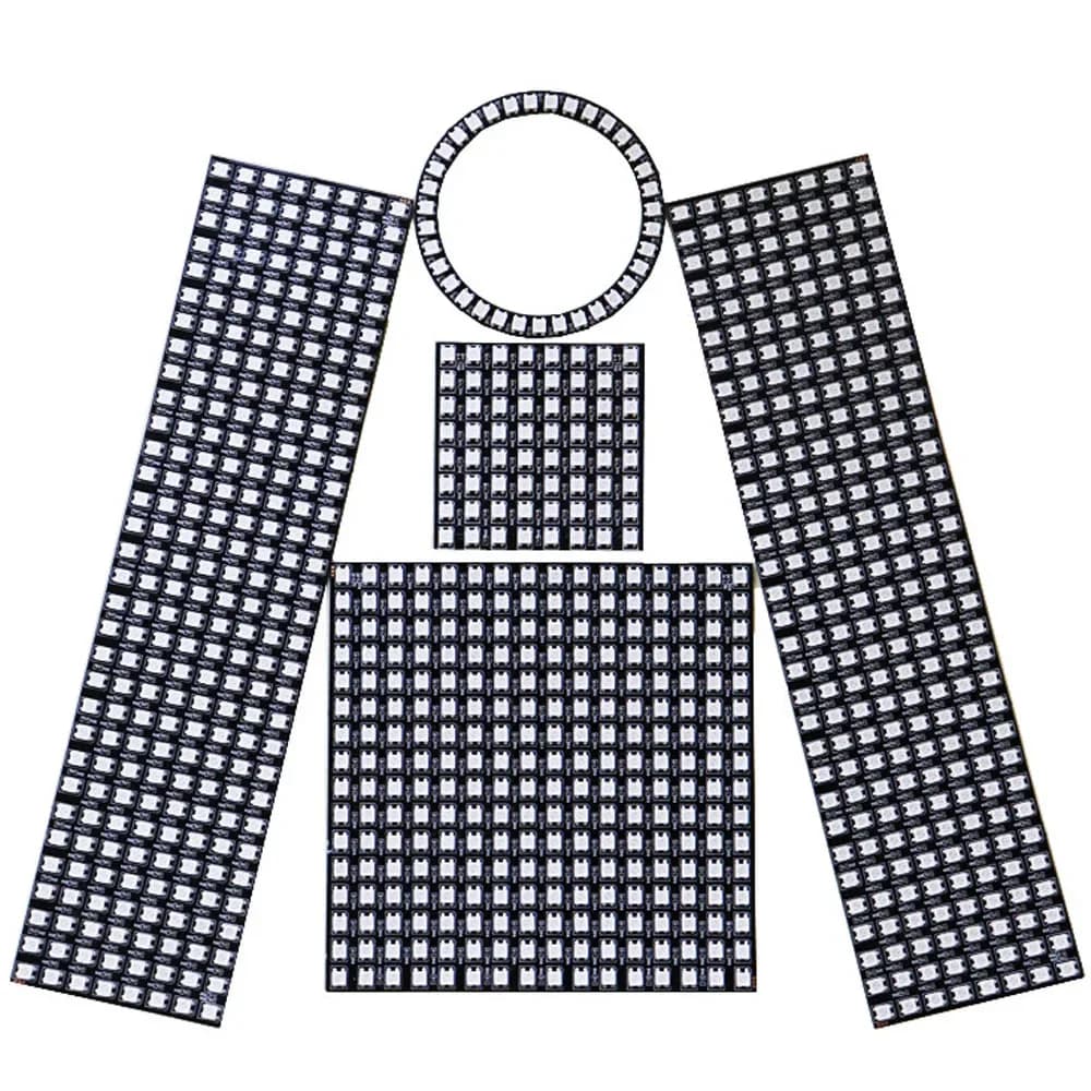 Panneau Lumineux Numérique Flexible et Adressable, RVB, WS2812B, 8x8, 8x32, 16x16,WS2812BLed Pixel Ring DC5V
