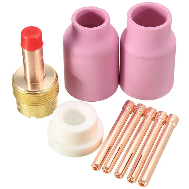 Torche de soudage TIG avec grande lentille à gaz longue et coupe en alumine, WP17, WP18, WP26, corps de pince TIG, accessoires de kit, 9 pièces