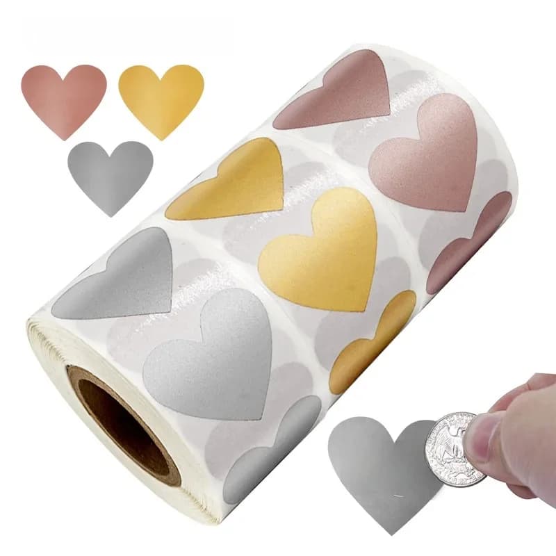 Autocollants à Gratter en Forme de Cœur, 3 Couleurs, 50 à 300 Pièces, DIY, Faits à la Main, pour Jeu, Papeterie