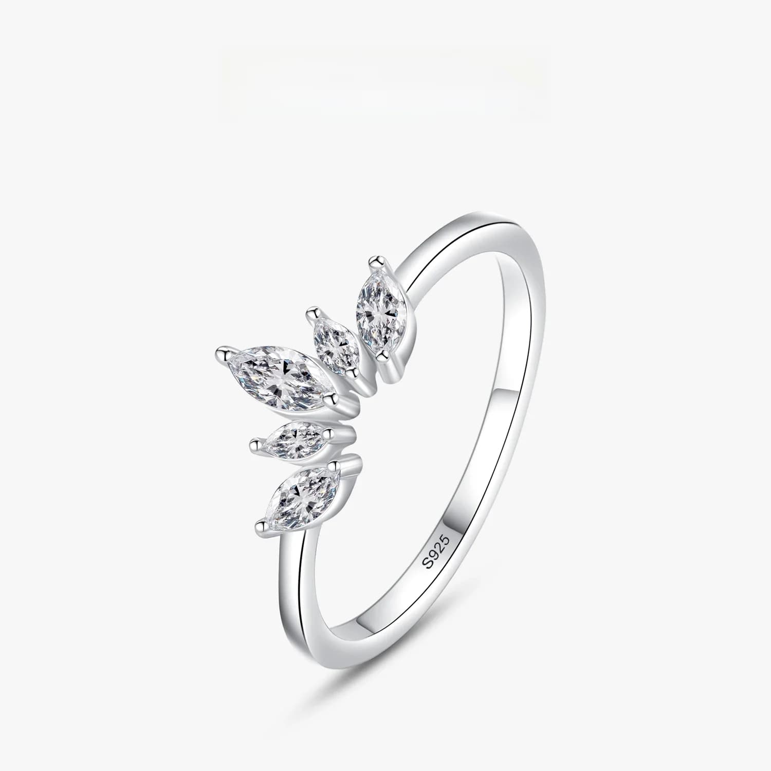 Ailmay mode 925 en argent Sterling Simple couronne bague élégant clair Zircon anneaux pour femmes filles fête accessoires bijoux