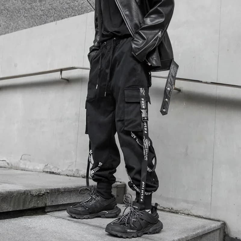 Techwear – pantalon Cargo pour homme, Streetwear, Hip Hop, jogging, ruban, poches, sarouel