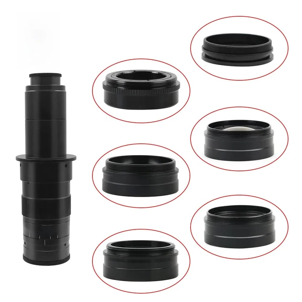 Objectif auxiliaire Barlow en verre 42 mm 0,7x 0,5x 2,0x pour caméra de microscope vidéo industriel à objectif C-MOUNT 10A 180X 300X