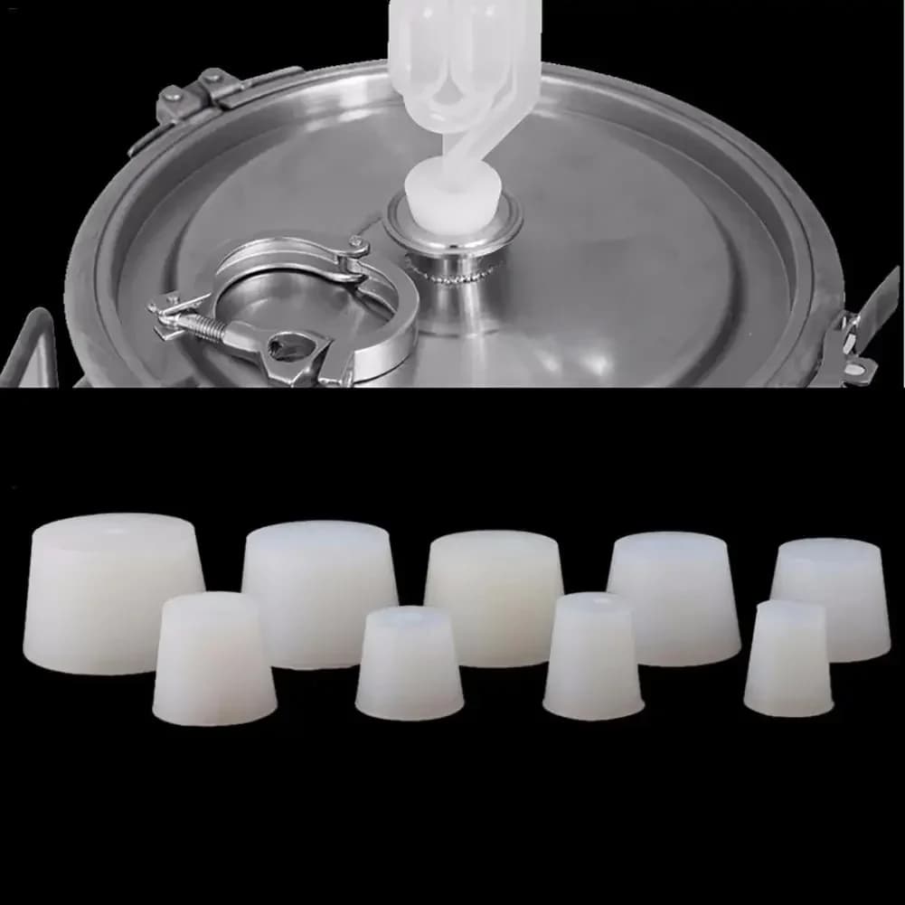 Bouchons de fermeture en Silicone avec trou de 8mm, pour Valve à air, brassage, vin, caoutchouc, couvercles de fermentation, fournitures de fermentation