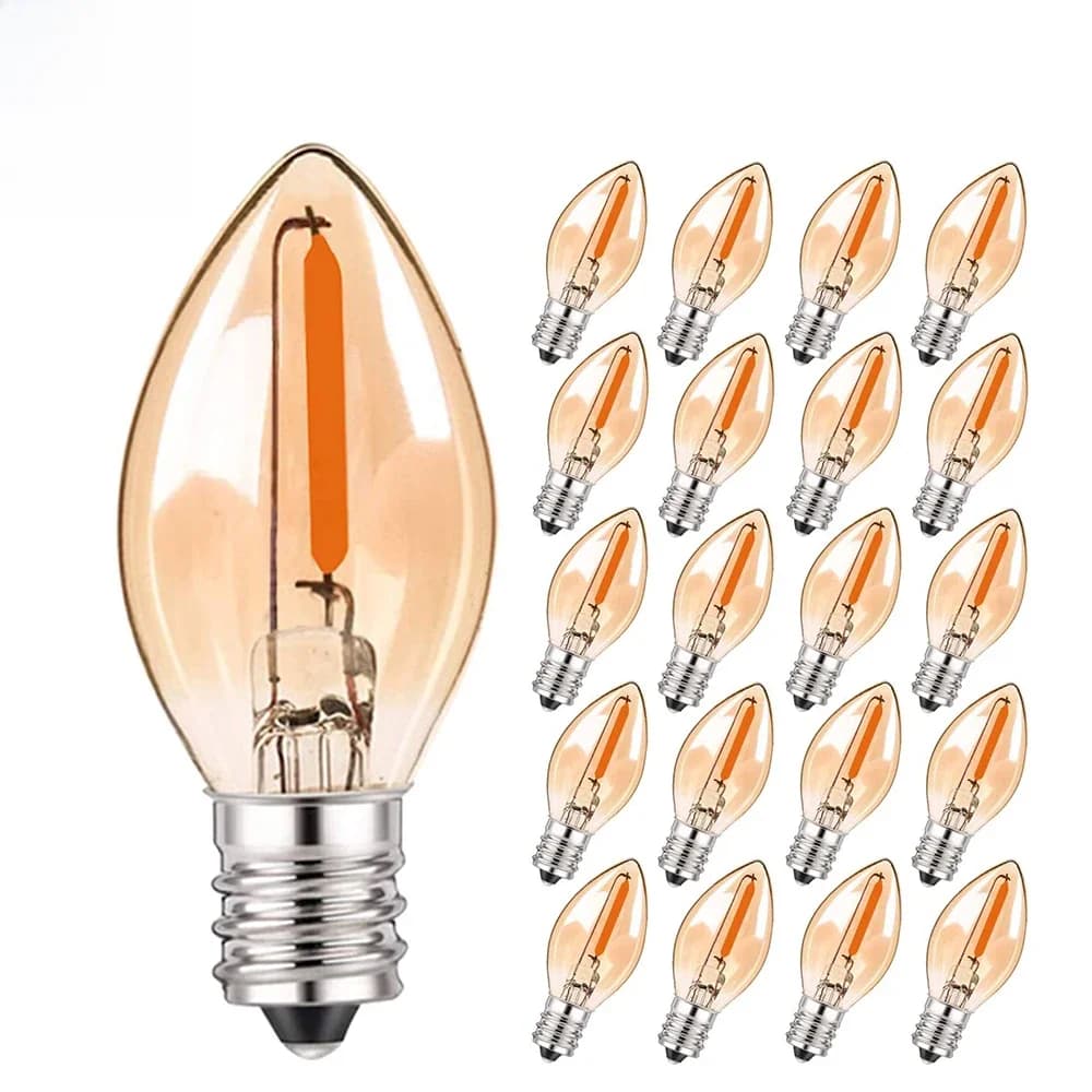 Ampoules LED décoratives C7 pour lustre, culot E12 E14, 0,5 Watt, mini ampoule bougie pour fête, verre ambré 2200K