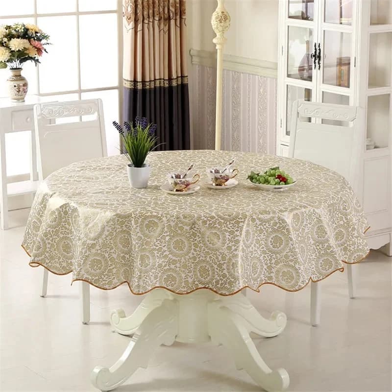Nappe ronde en PVC imperméable, motif floral, décoration de la maison, nappe étanche à l'huile, couverture de table à manger pour la maison, vente en gros