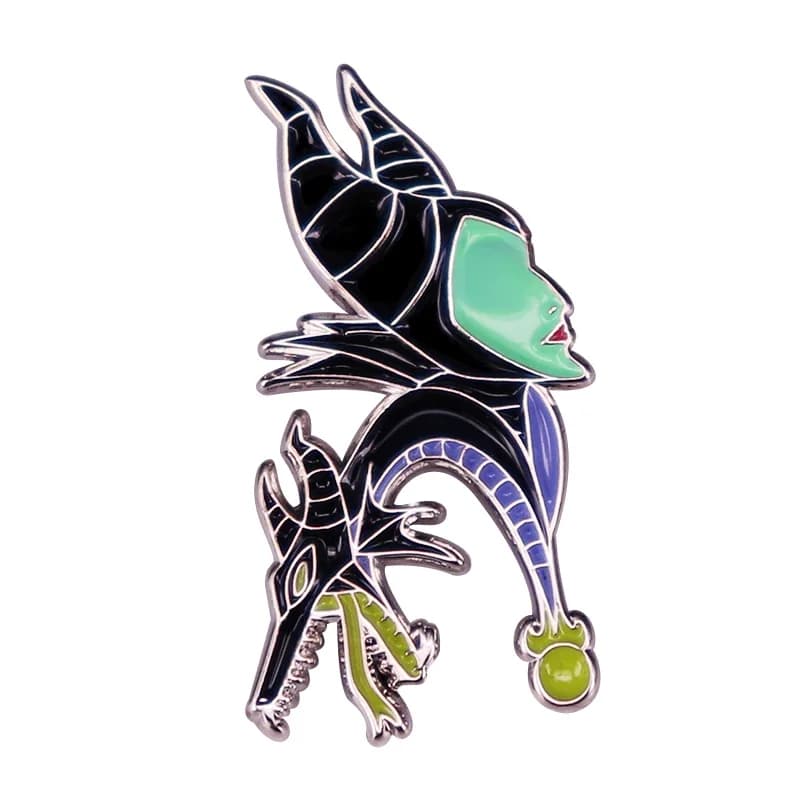 Broche en émail du film endormi, broche de dessin animé de démon et de sorcière