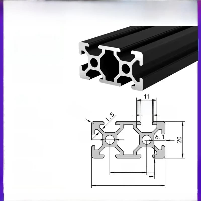Rail linéaire noir 2040 à fente en T, Extrusion de profil en aluminium anodisé Standard européen, longueur 100-800mm, pour imprimante 3D CNC, 1 pièce