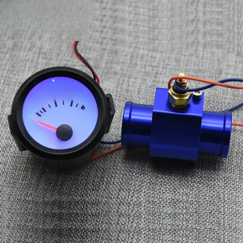 Jauge de température d'eau LED bleue personnalisée, température de l'eau de voiture de course, capteur de tuyau de joint de température, 40 ~ 120 Celsius, 52mm