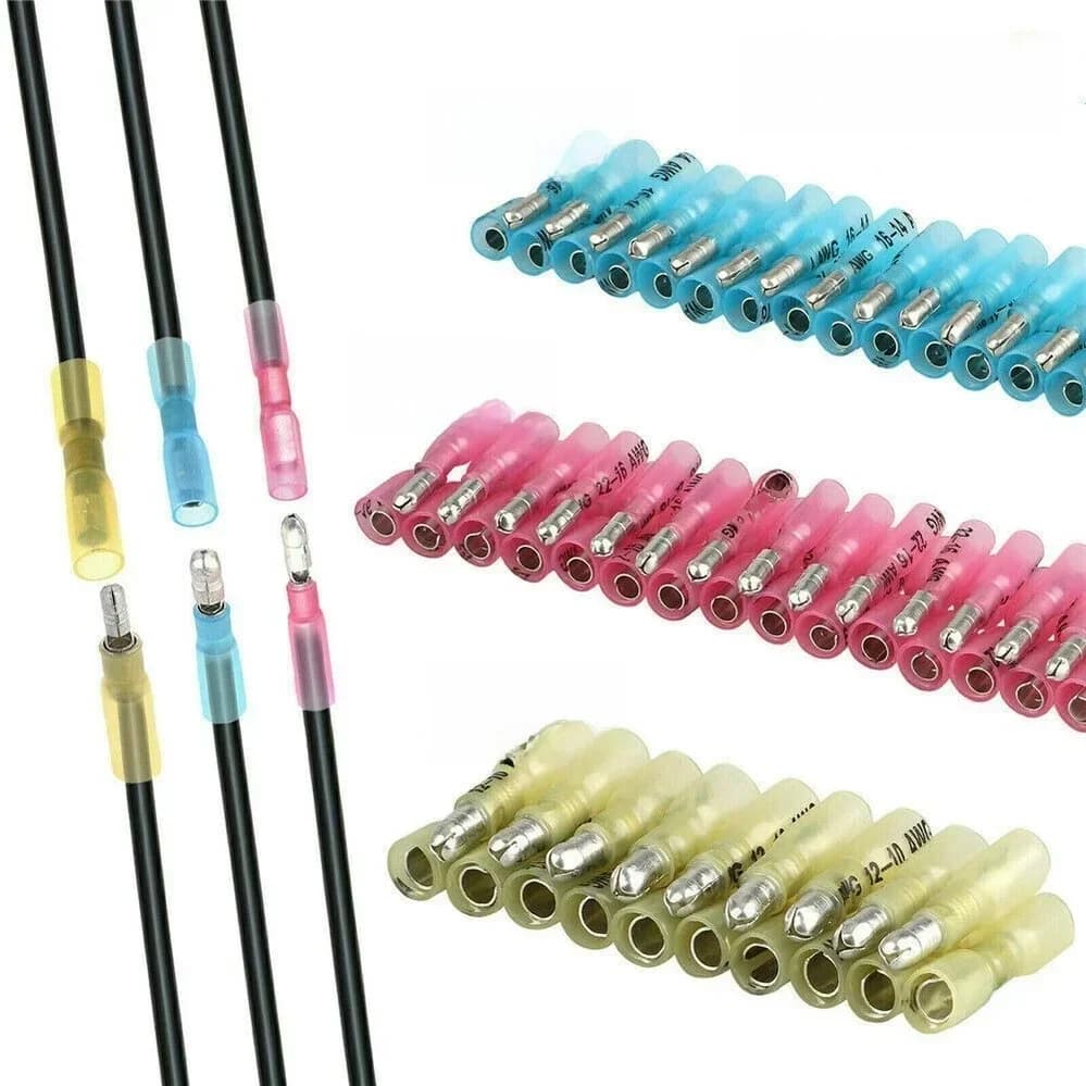Connecteurs de fil électrique mâle femelle, bornes à balles thermorétractables, bornes à sertir d'épissure 10-22awg, assortiment étanche 50 pièces