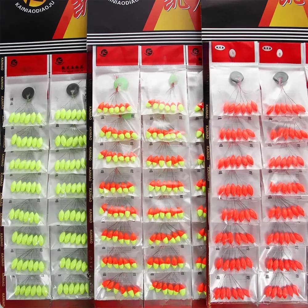 Mini flotteur de pêche narBobber Beans Rig, haricots flottants exécutifs, rouge, jaune, perles mixtes, pêche à la carpe, 240 pièces, 40 paquets