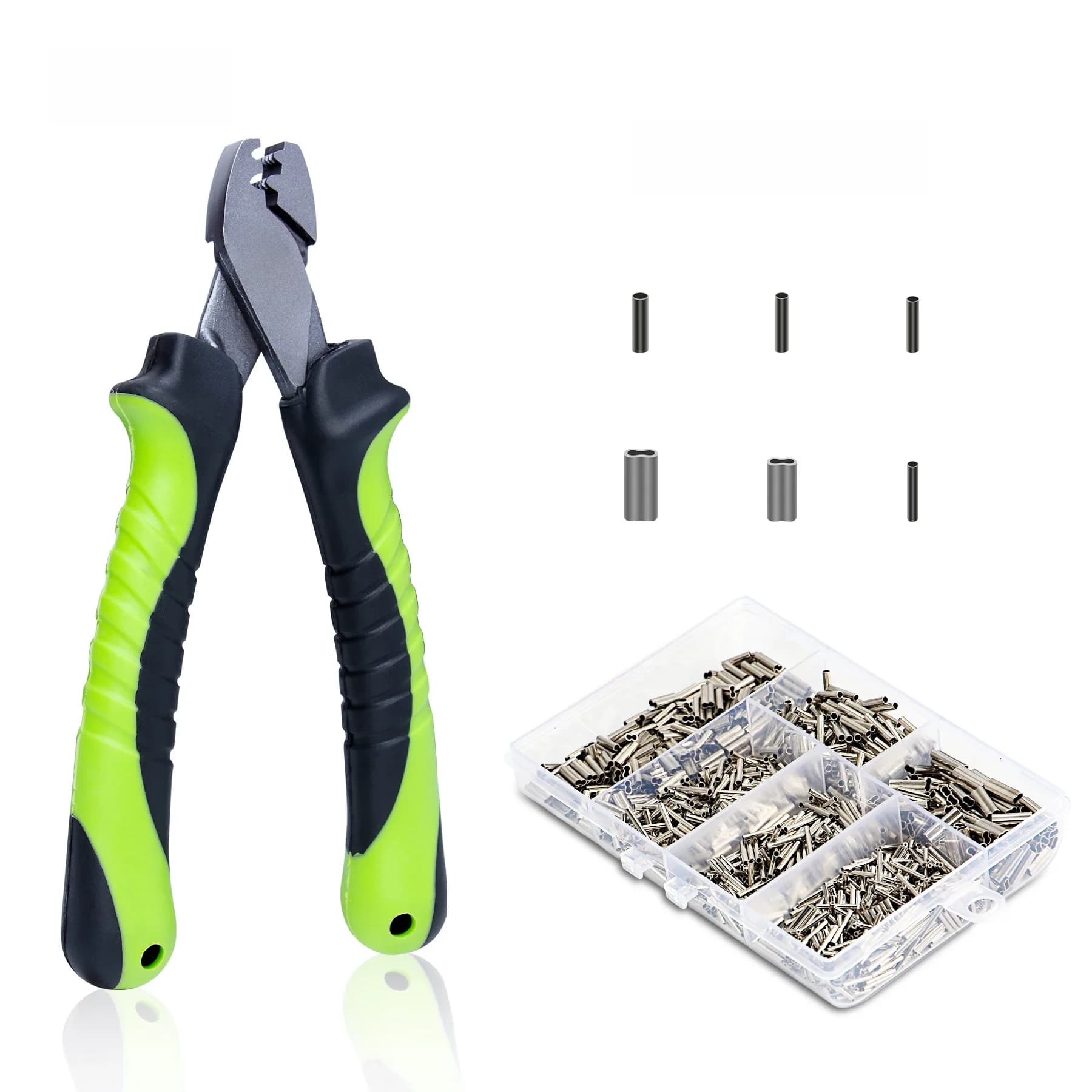 Booms Fishing-Pince à sertir de pêche, outils de manchons de sertissage de baril, simple et double, taille 6, CP2, 300 pièces par ensemble