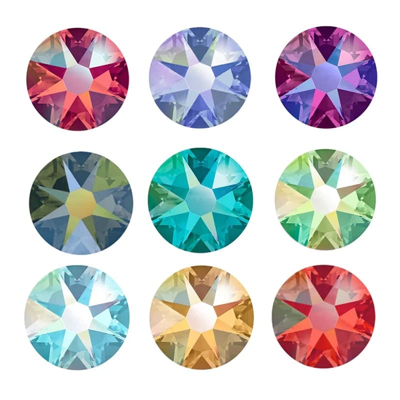 YANRUO 2088 Strass AB à effet froid, non thermocollants, à dos plat, pierres SW, cristaux DIY à coller pour l'art des ongles et les loisirs créatifs