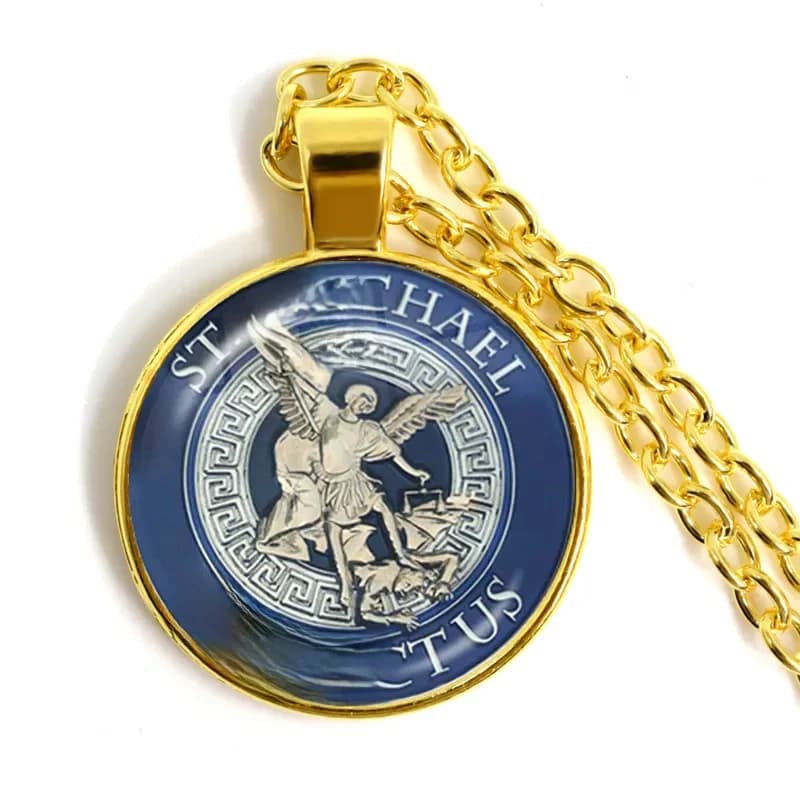 Collier Cabochon en verre de 25mm, 1 pièce, archange St. Michael, me protège, bouclier Saint, breloque de Protection, pendentif orthodoxe russe, bijoux