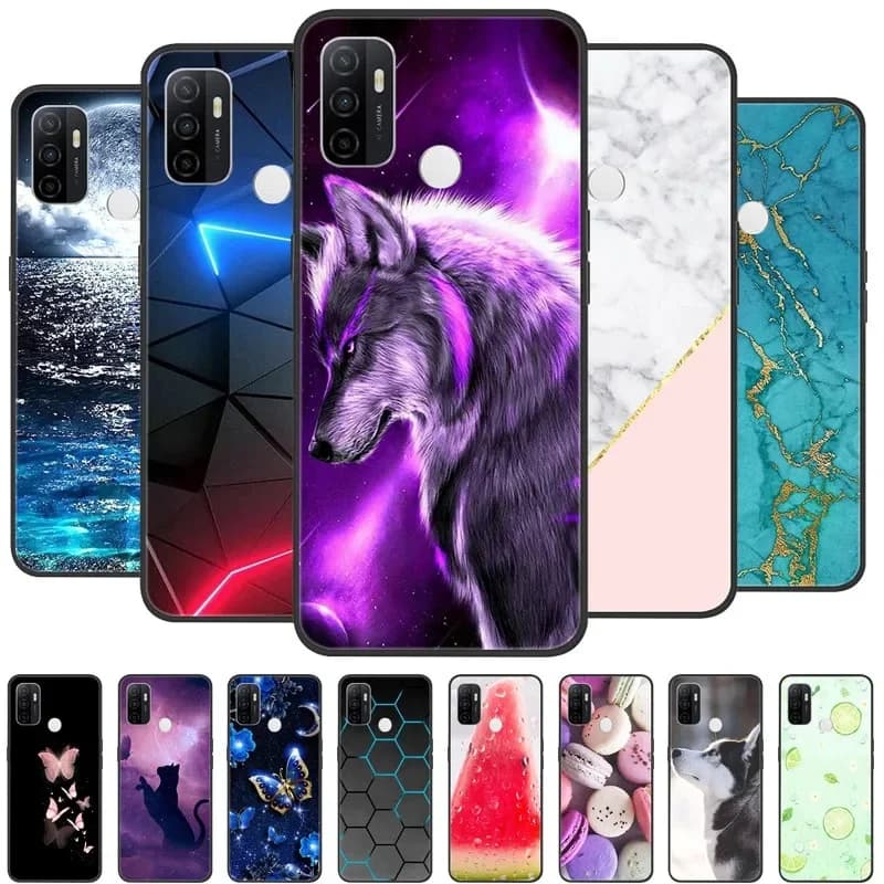 Coque de téléphone souple en silicone peint chat et loup, coque arrière pour OPPO A53S, A53, A 53, OPPOA53, 4G, A 53S, 2020