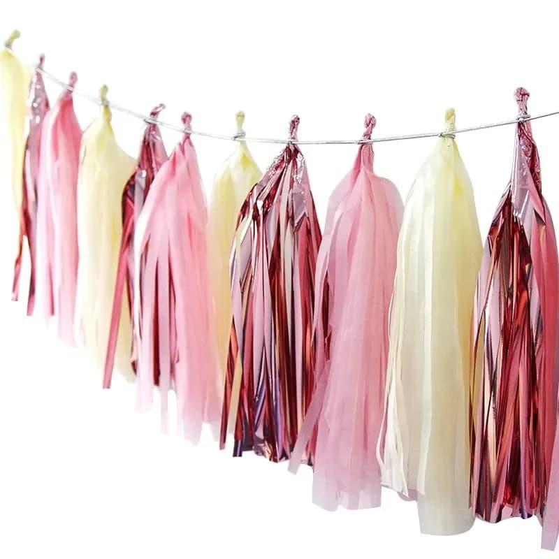 Guirxiété de pompons en papier de soie, bannière brillante, fournitures de décoration de fête, mariage, anniversaire, patients, baby shower, kit de bricolage