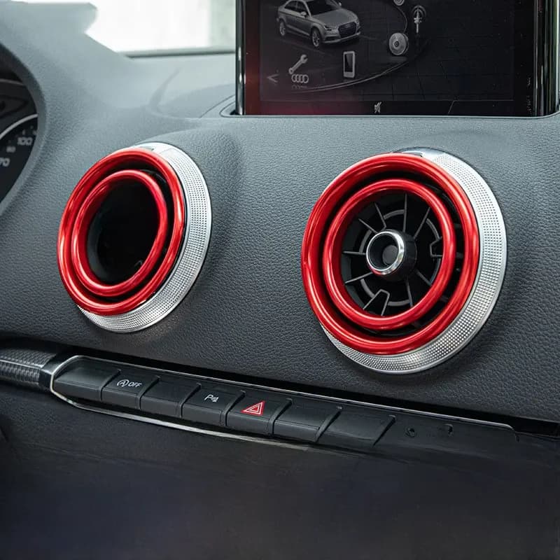 Anneau de ventilation pour Audi A3 S3 Q2L 4 pièces/ensemble, anneaux de décoration de climatiseur intérieur rouge noir pour accessoire intérieur Audi