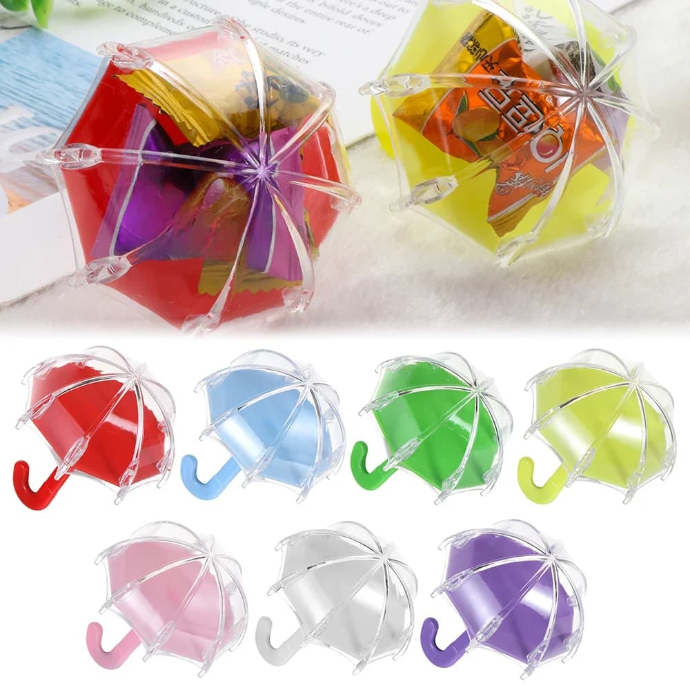Parapluie en plastique Transparent 1 pièce, boîte à bonbons, pot à sucre, boîte de rangement, sac à biscuits, boîte-cadeau, décoration de la maison, fournitures de mariage