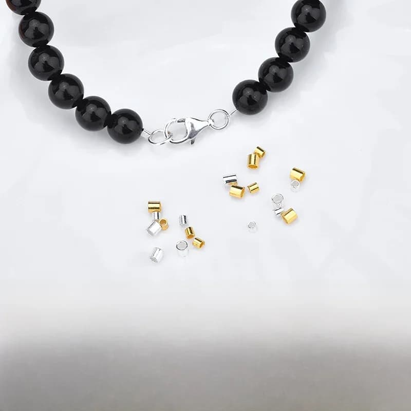 Accessoires de bijoux de bricolage en argent regardé, matériel de perles fait à la main, tubes de localisation, bracelet, finition, 10p12, 925