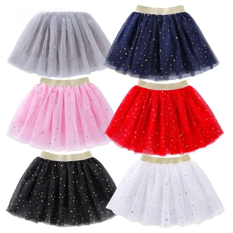 Jupes d'été Lawadka pour filles, en coton et dentelle, mini-jupes de princesse, étoiles scintillantes, tutu de danse, vêtements pour enfants à paillettes, mode 2026