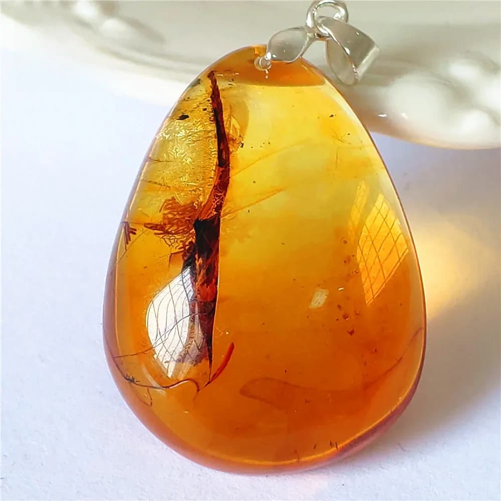 Collier pendentif en ambre Piebald naturel, goutte d'eau, ambre jaune, perles, bijoux en pierre Reiki AAAAAA