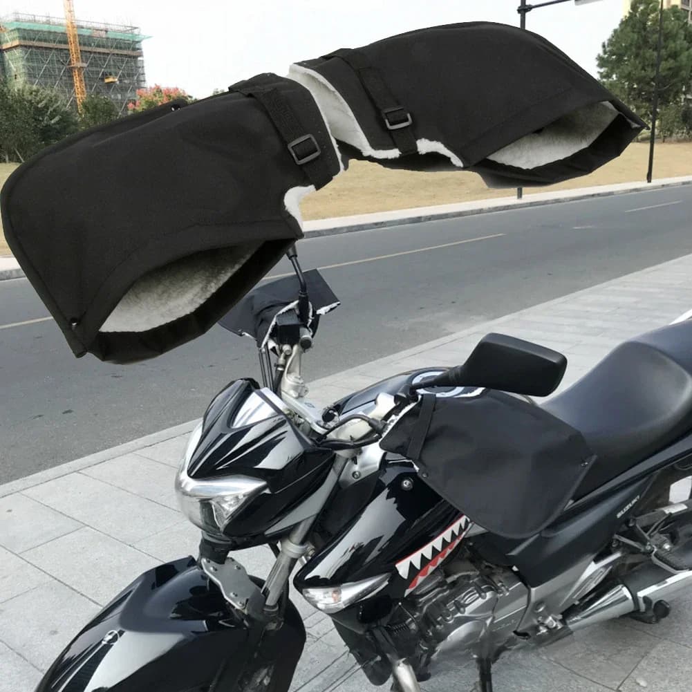 Gants de guidon de moto imperméables et coupe-vent, housses chaudes en velours pour scooter, accessoires d'hiver