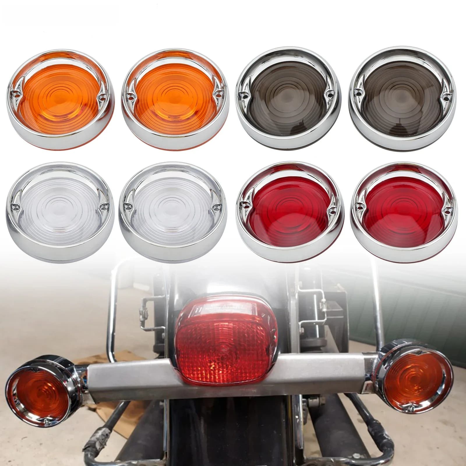 Lentilles de clignotant plat chromé, pour Harley Road Glide Road King Electra Tour Glide Heritage 1986 – 2021