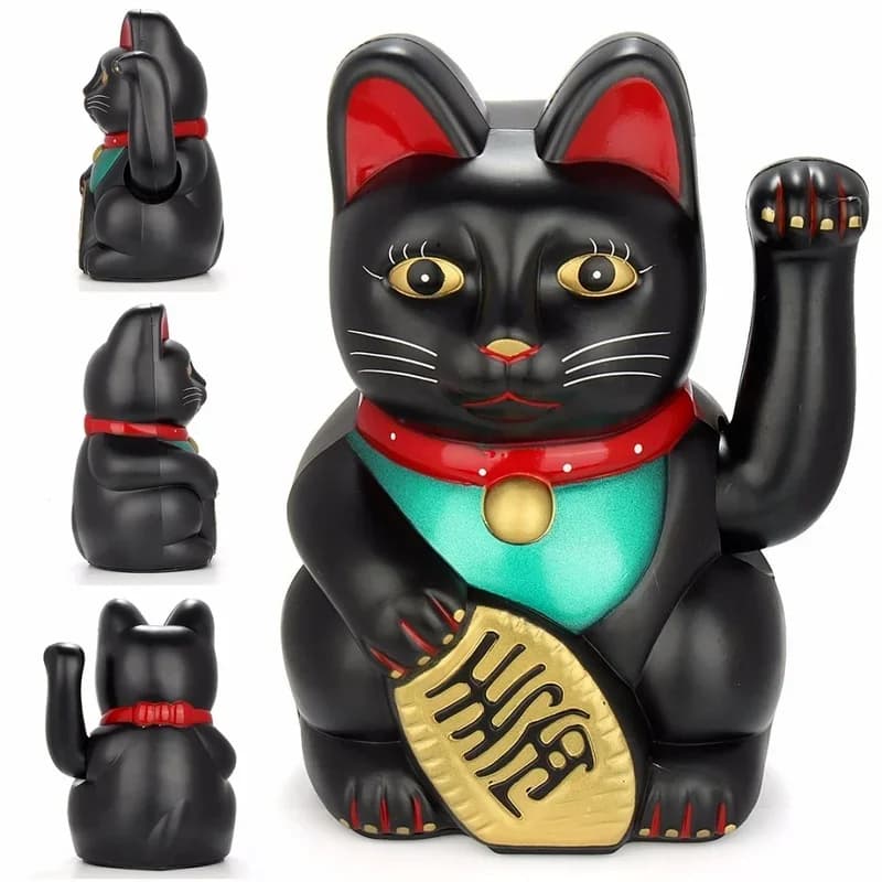 Chat Feng Shui de 5 et 6 pouces, blanc et noir, richesse, Fortune, chat porte-bonheur, pour bon décor de pièce, or argent, 5 couleurs, meilleur cadeau