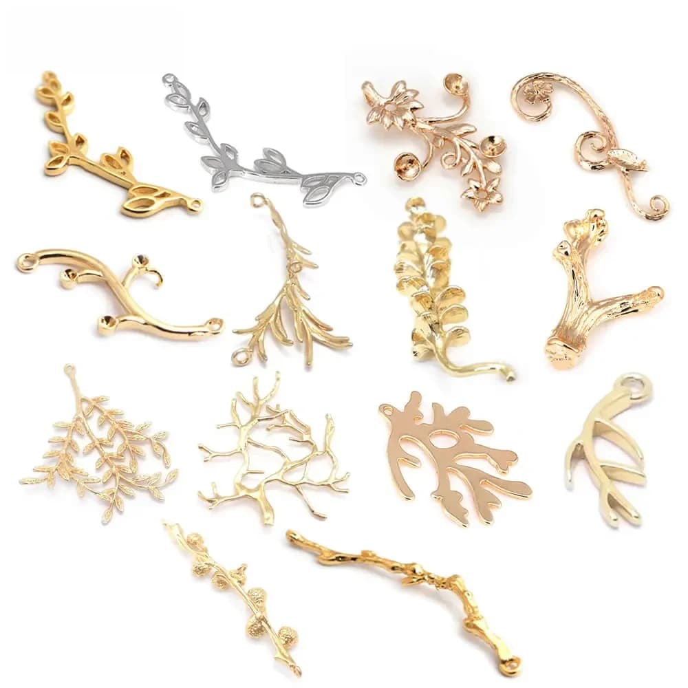 Breloques en forme de branche d'arbre en laiton couleur or 18 carats, pendentifs de haute qualité, fournitures de fabrication de bijoux, boucles d'oreilles, accessoires pour femmes