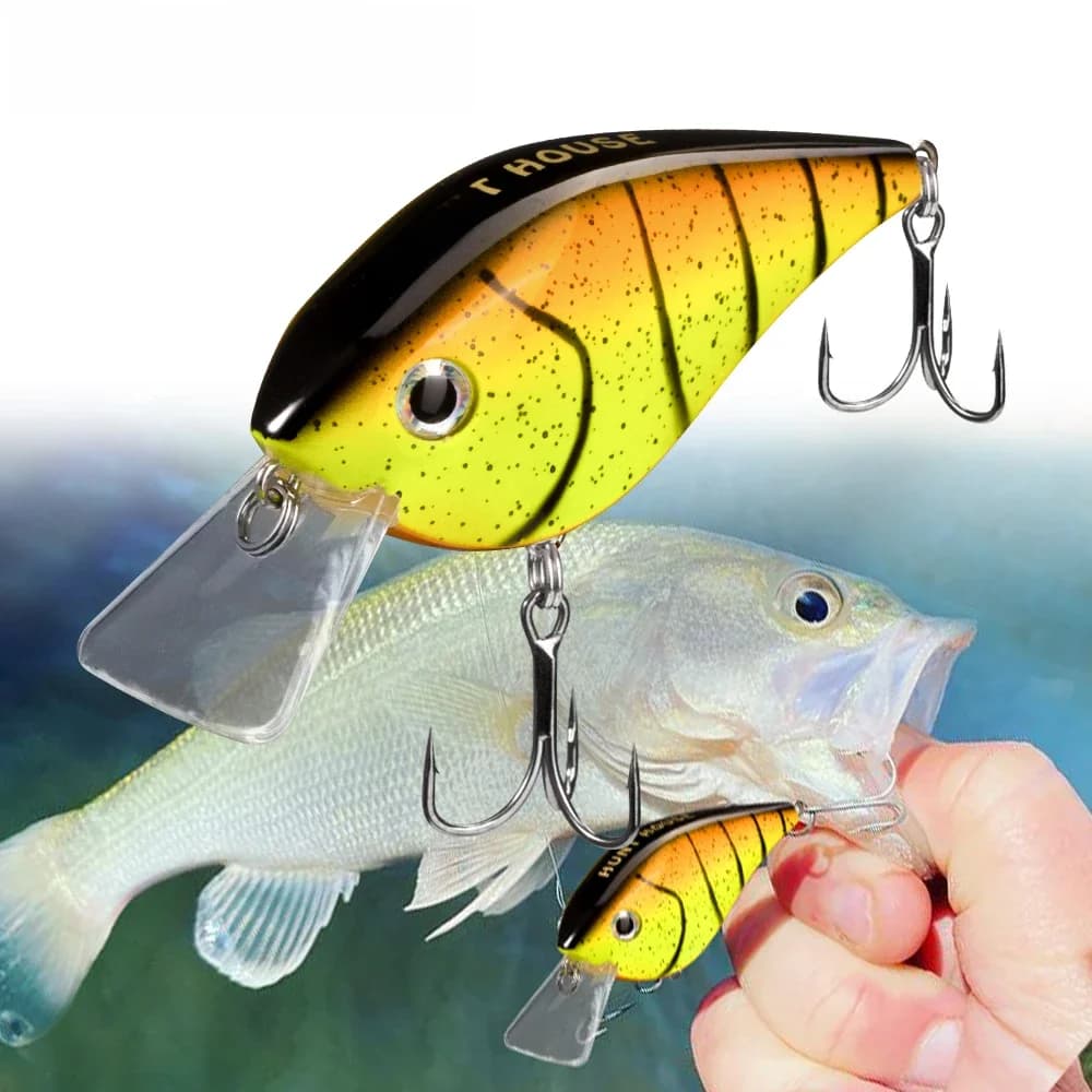 Hunthouse KVD 2.5 appât carré manivelle de pêche leurre dur flottant 65mm/16.5g manivelle Wobblers Surface Swimbait pour bar brochet